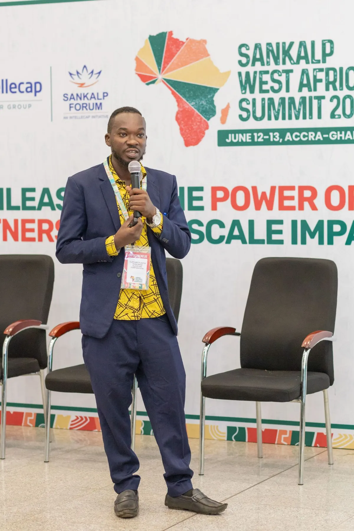 The founder speaking at the Sankalp West Africa Summit